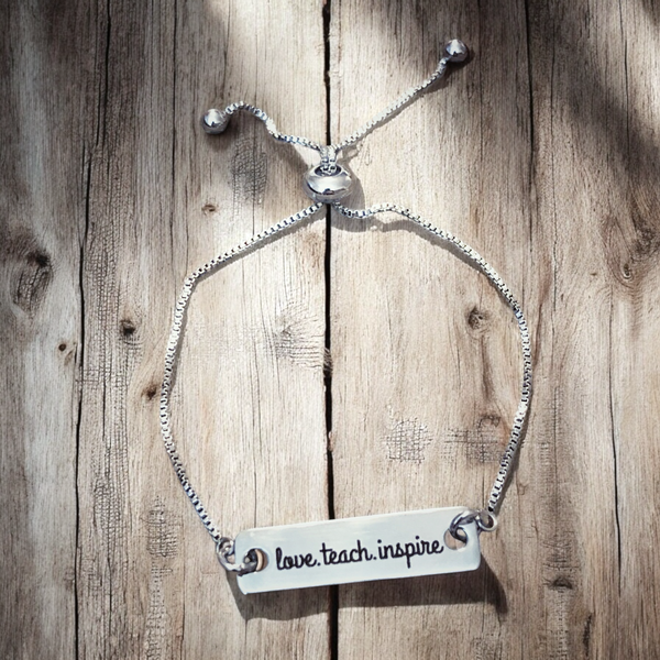 Teach Inspire Love - Adjustable Bracelet - Teacher Gift - Stainless Steel