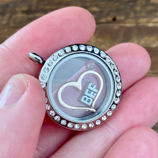 Glass Locket BFF Heart Necklace