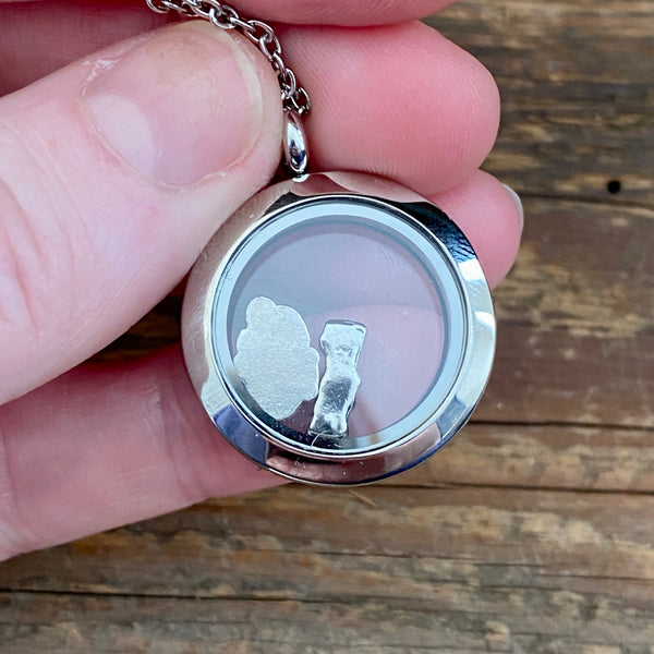 Glass Locket BEE Happy Necklace