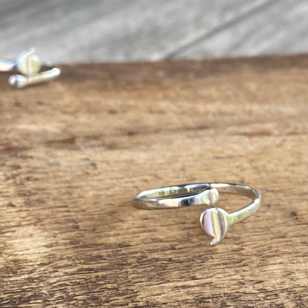 Semi-colon stainless steel ring