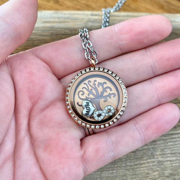 Glass Locket Mom Tree Necklace