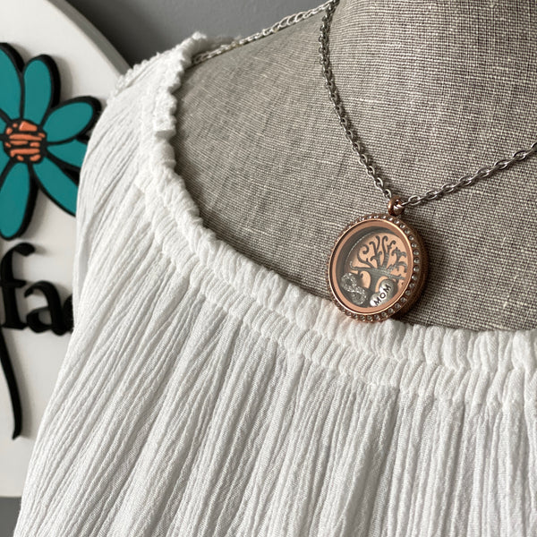 Glass Locket Mom Tree Necklace