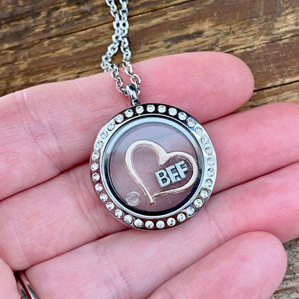 Glass Locket BFF Heart Necklace