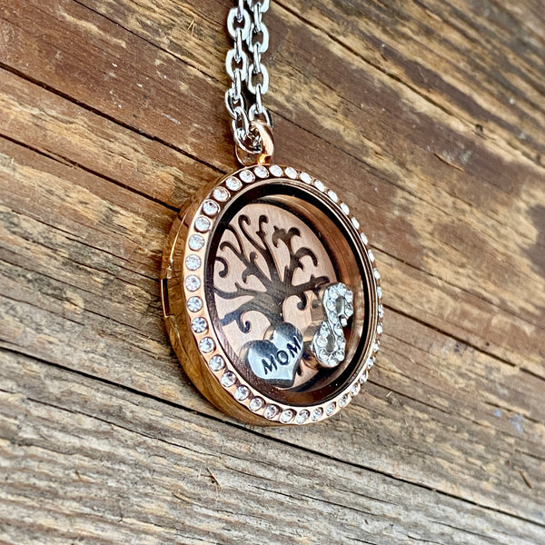 Glass Locket Mom Tree Necklace