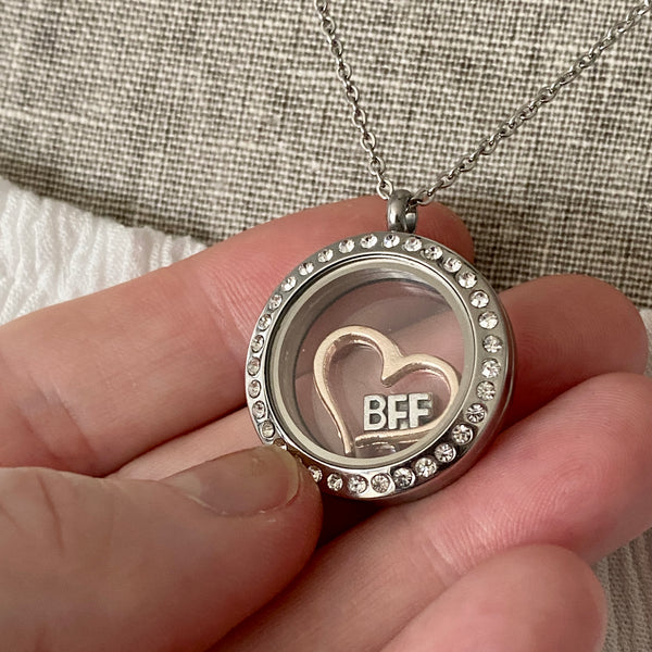Glass Locket BFF Heart Necklace