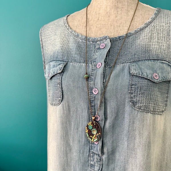 OOAK Mosaic Necklace - Oval - M3940