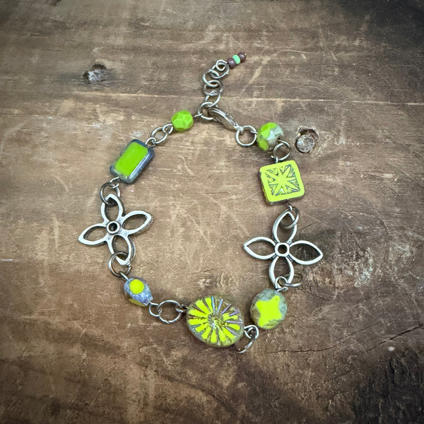 Lime Bloom Link Bracelet