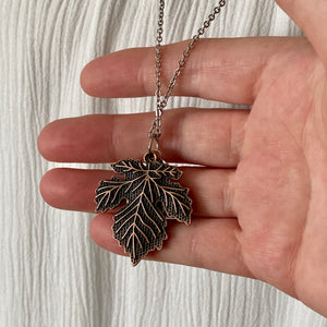 Mixed Metal Maple Leaf Necklace