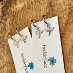 Tiny Hoop with Charm Earrings - Dragonflies