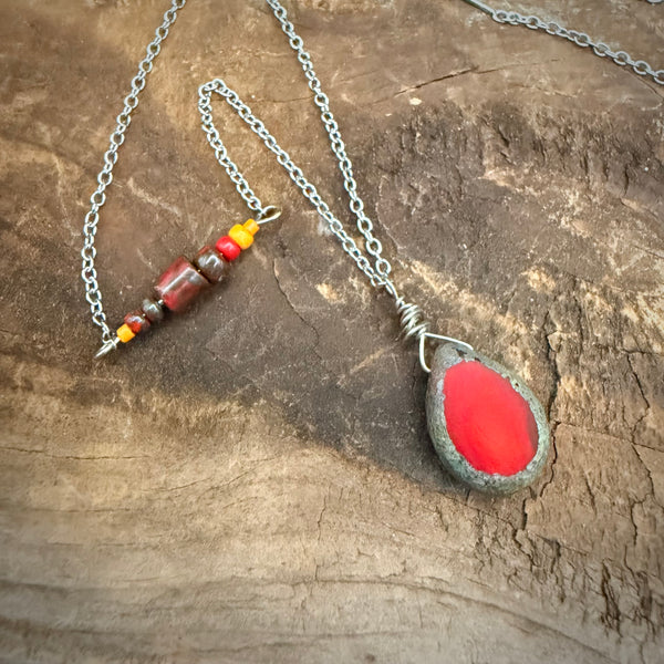 Canyon Glow Necklace – Handmade Ceramic Drop on Stainless Steel Chain