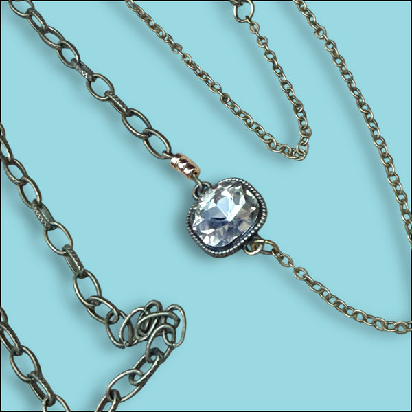 Vintage Brass & Crystal Necklace