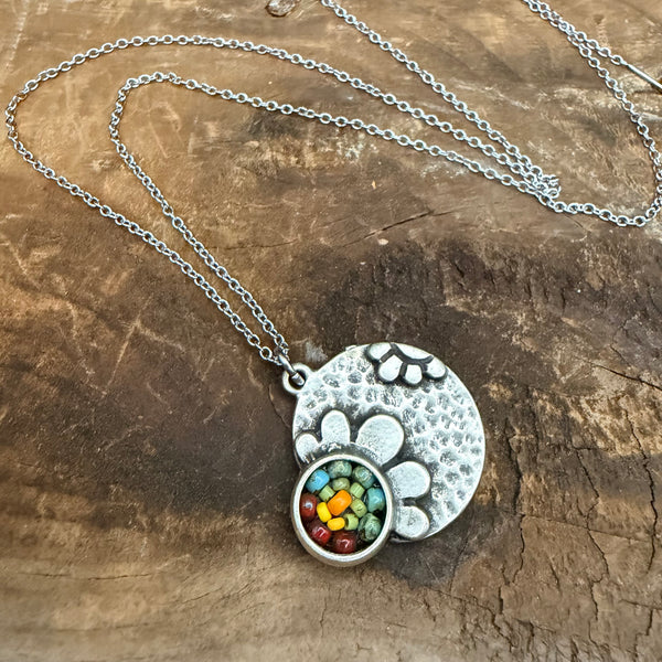 OOAK Mosaic Flower Necklace