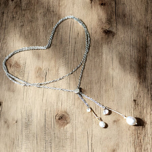 Adjustable dainty gold & pearl necklace