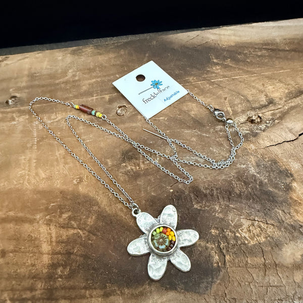 OOAK Mosaic Flower Necklace