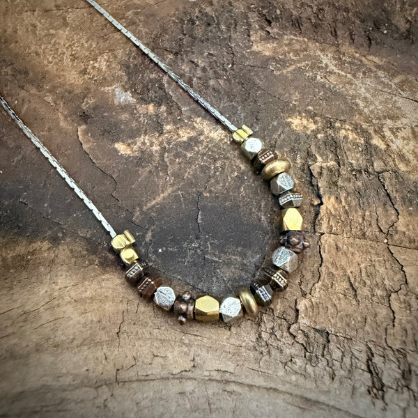 Rustic Luxe Mixed Metal Bead Necklace