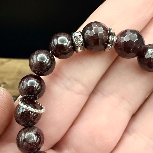 Midnight Garnet Stretch Bracelet