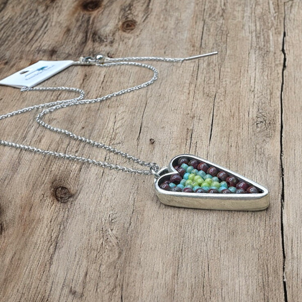 OOAK Mosaic Adjustable Necklace - Heart - M3640