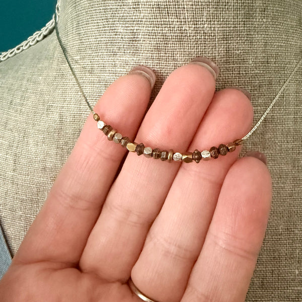 Rustic Luxe Mixed Metal Bead Necklace