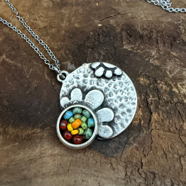 OOAK Mosaic Flower Necklace