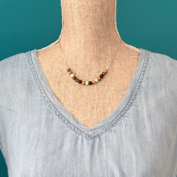 Boho Lava & Turquoise Beaded Necklace