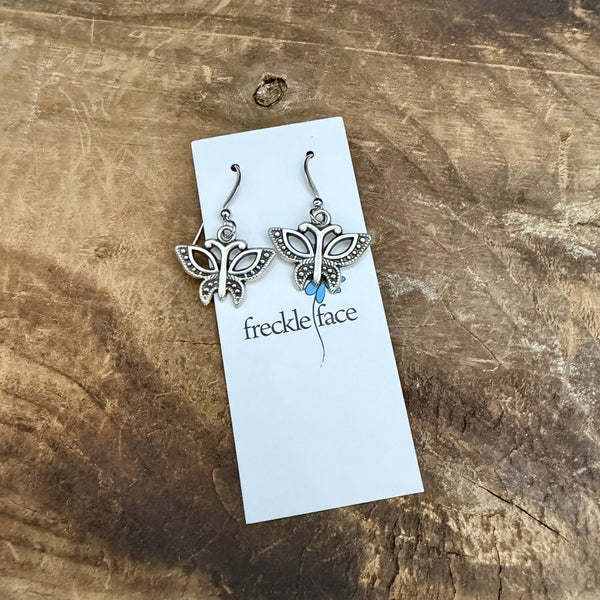 Breezy Butterfly Earrings – Antique Silver Plated Drops