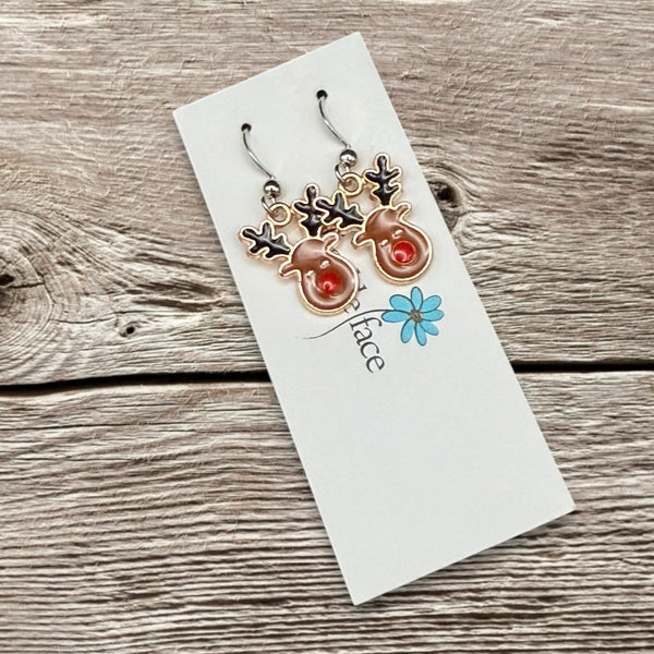Reindeer Enamel Earrings