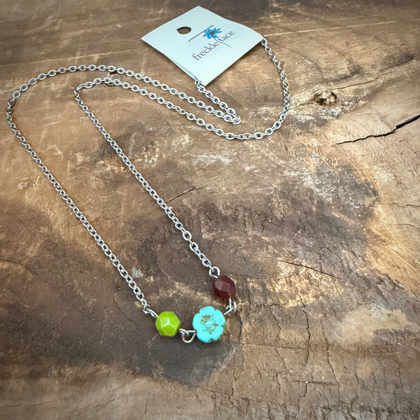 Czech Glass Flower Beaded  Necklace