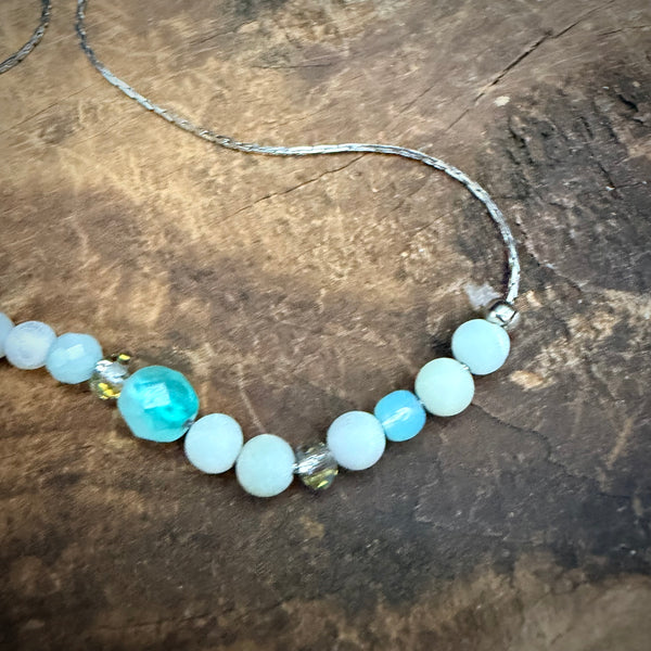 Sea Glass Aqua Beaded Necklace