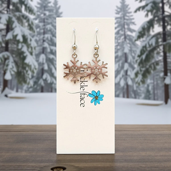 Stainless Steel Snowflake Hook Earrings