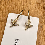 Tiny Hoop with Charm Earrings - Dragonflies