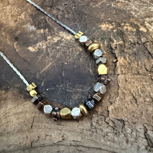 Rustic Luxe Mixed Metal Bead Necklace