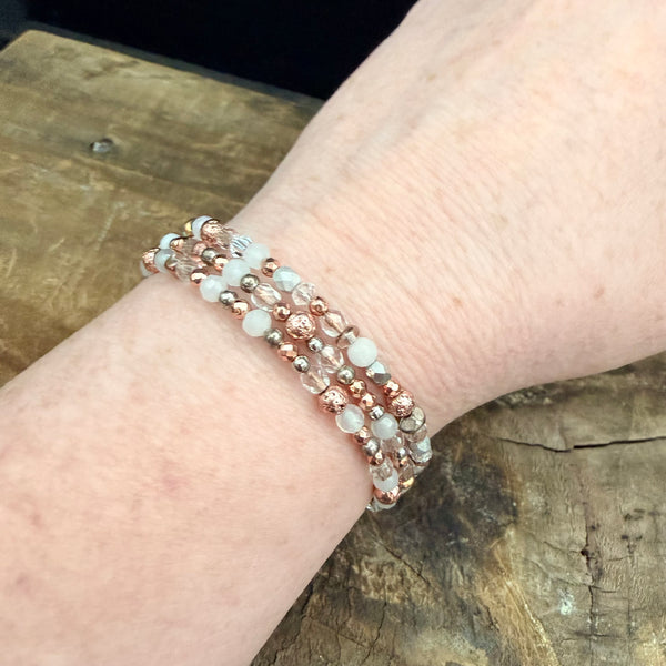 Champagne Glow Memory Wire Bracelet