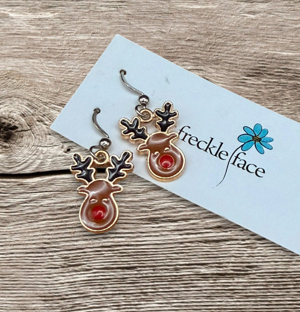 Reindeer Enamel Earrings