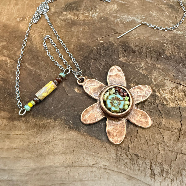OOAK Mosaic Flower Necklace