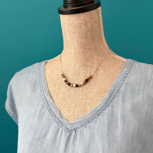 Boho Lava & Turquoise Beaded Necklace
