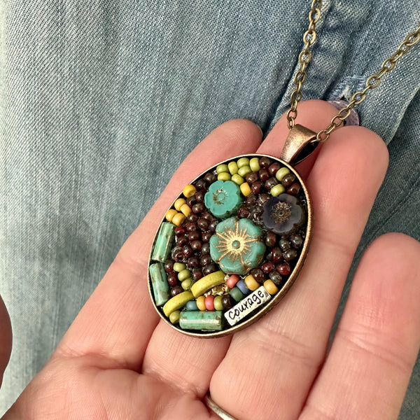 OOAK Mosaic Necklace - Oval - M3940