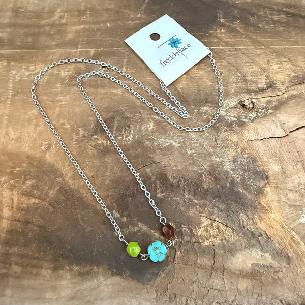 Czech Glass Flower Beaded  Necklace