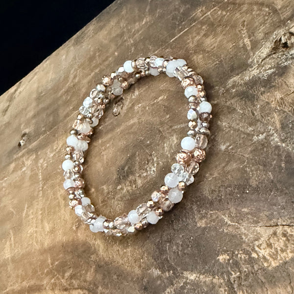 Champagne Glow Memory Wire Bracelet