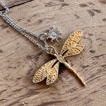 Gold dragonfly sunshine necklace