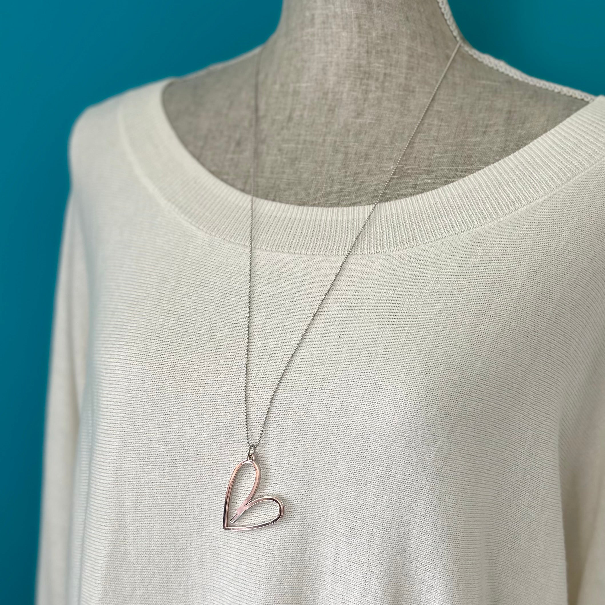 Simple Double Heart Long Necklace