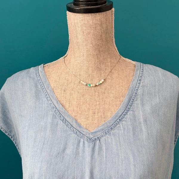 Sea Glass Aqua Beaded Necklace