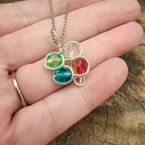 Rainbow Garden Crystal Cluster Necklace