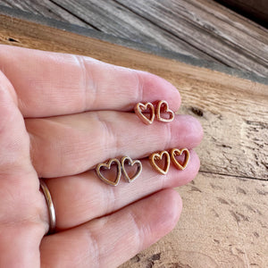 Open Heart Stud Earrings - Mini size