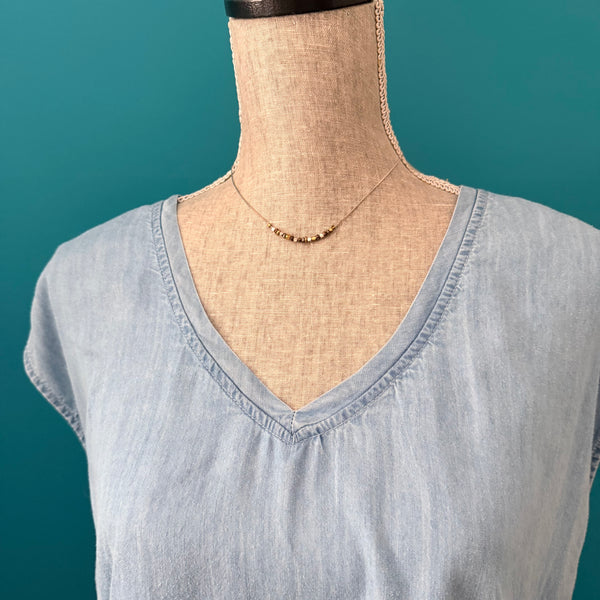 Rustic Luxe Mixed Metal Bead Necklace