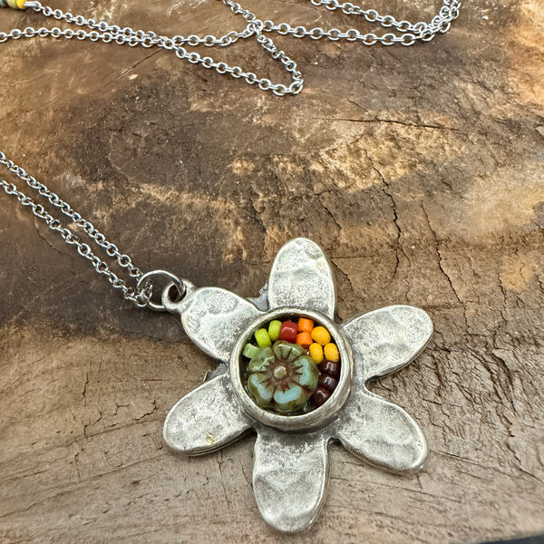 OOAK Mosaic Flower Necklace