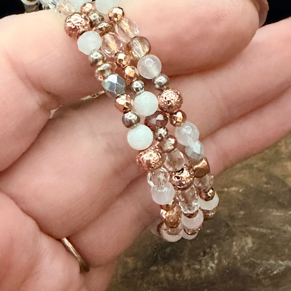 Champagne Glow Memory Wire Bracelet