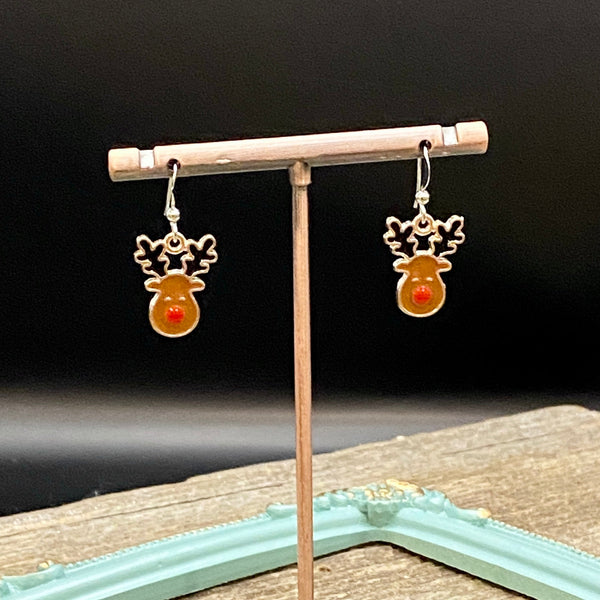 Reindeer Enamel Earrings