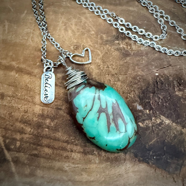 Believe in You – Turquoise Tagua Pendant Necklace