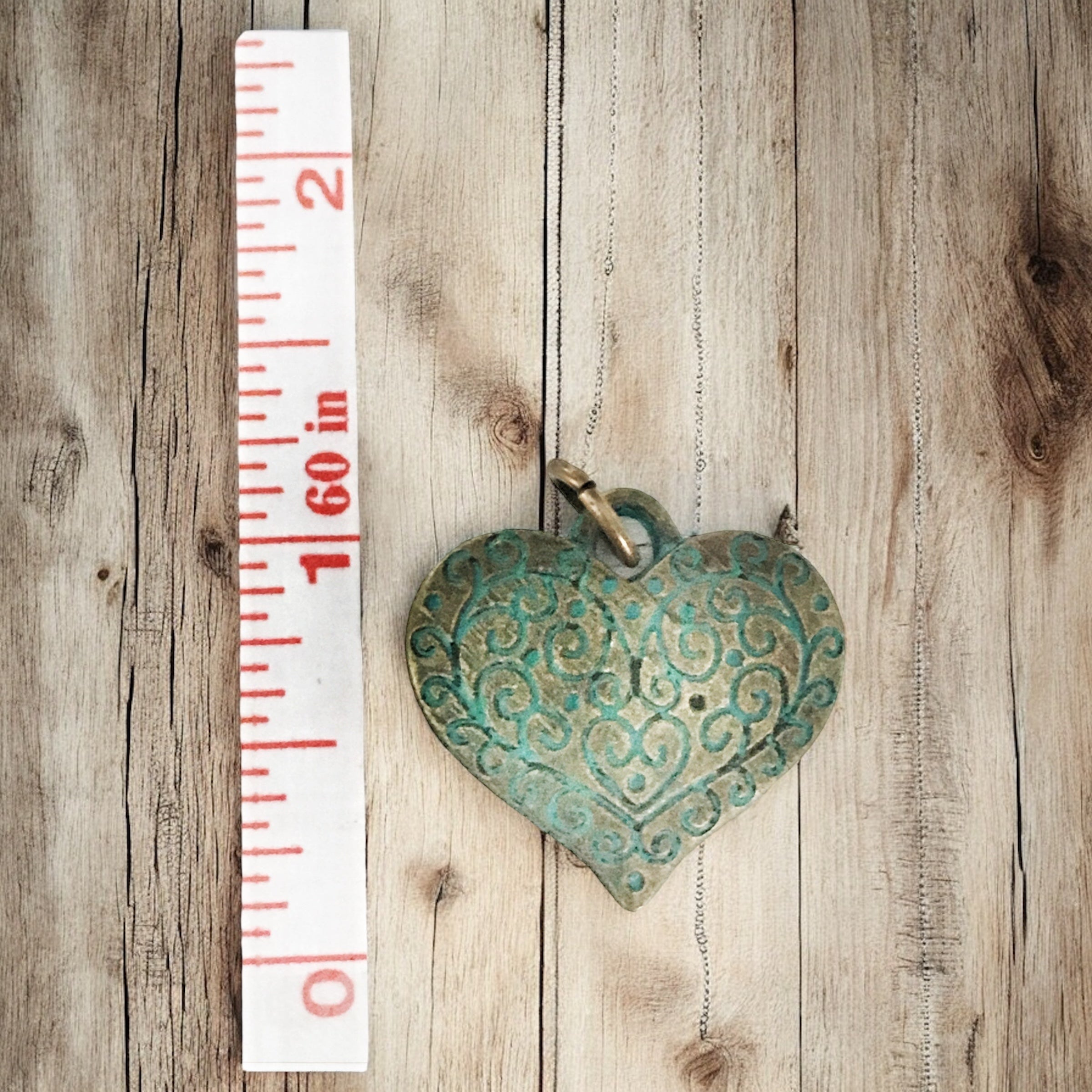 Large Patina Heart - Charm