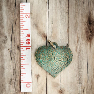 Large Patina Heart - Charm